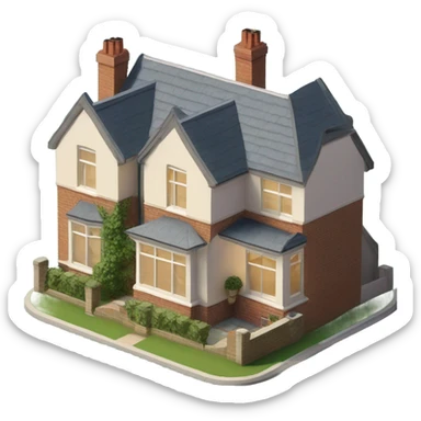 isometric 1930's 3 bedroom english house sticker