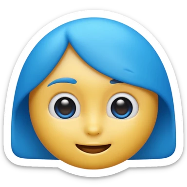 “A high-quality 3D emoji, smooth glossy texture, vibrant blue color, soft studio lighting, realistic reflections, rounded shape, cute expressive face, ultra-detailed, Pixar-style 3D render, isolated on white background, 4K resolution” sticker