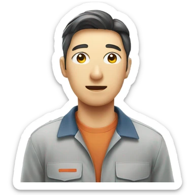 a worker in a warehouse in korean sticker