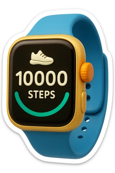 emoji 3d stile iphone che rappresenta un orologio contapassi con 10k di passi segnati 3d sticker