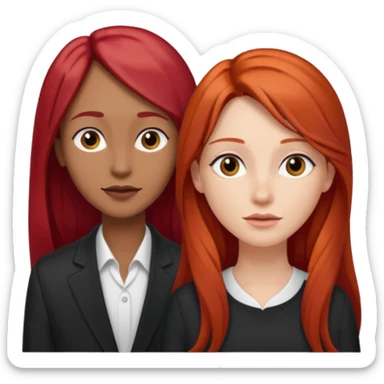 Mujer flaca con cabello largo color rojo color de piel blanca, hombre de color medio moreno con cabello color negro, flaco sticker