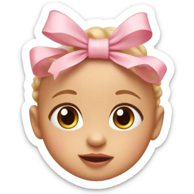 baby leaped with light pink bow on head by the ear and cute big eyes sticker