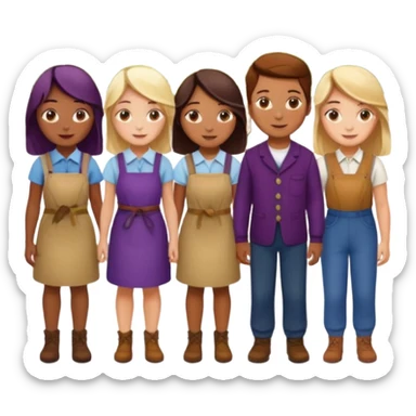 Make a photo of 5 project managers, specificly 3 girls and 2 boys, that are making project for improvment of the vineyard sticker