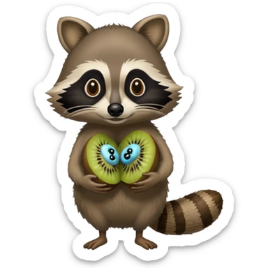 A kiwi with a raccoon's head and human feet sticker