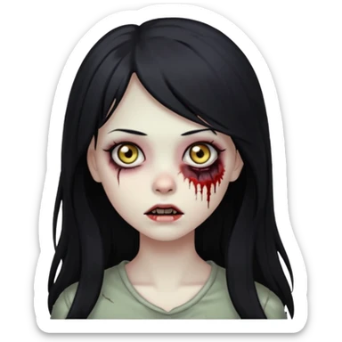 girl zombie long hair side bang sticker