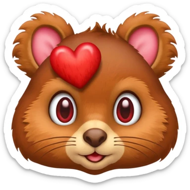 squirrel face emoji with both eyes as red hearts, apple emoji style, no text sticker