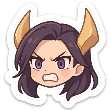 Kaisa from League of Legends, angry chibi emote, only head, alternate expression 3 sticker