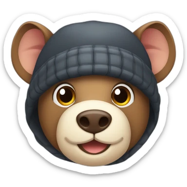 Full face style unemotional boar with stubble in a winter hat sticker