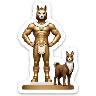 Un sigma statue à côté d'un G.O.A.T sticker