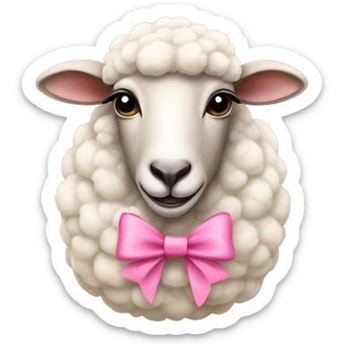 Female sheep wearing a pink bow on head sticker