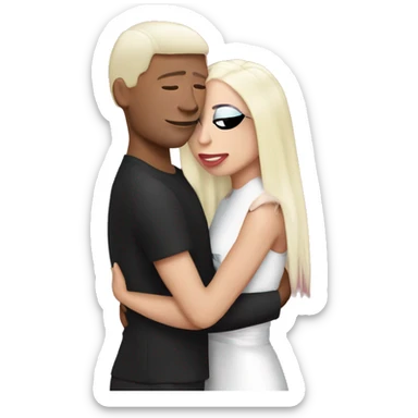 lady gaga with a male fan hugging eachother  sticker