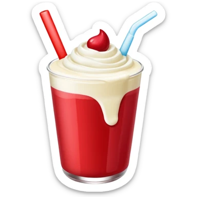 crea una bebida de red velvet con poppings de yogurt como topping sticker