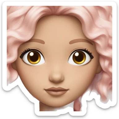 ocean brown doll eyes, brunette ￼ hair, feminine, pink, girl, angelic sticker