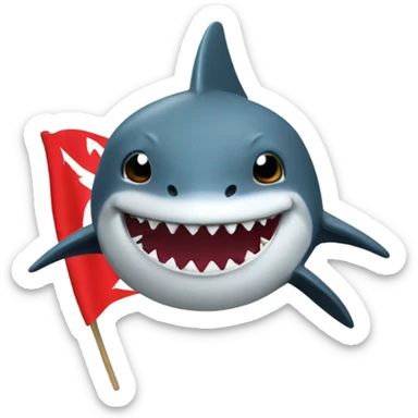 Shark holding LIU flag sticker