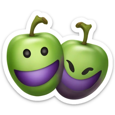 Apple eggplant emoji but mirrored sticker