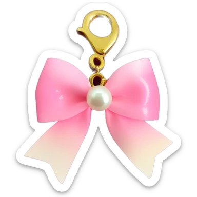 light pink bow ombre with a pearl charm sticker