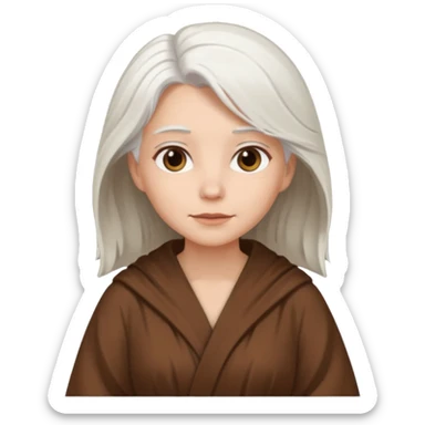 white haired woman in brown robe sticker