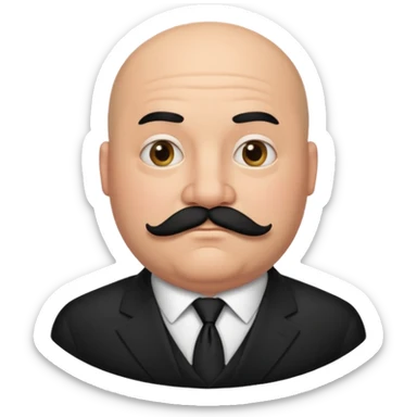 fat Bald guy with thick black mustache & tie sticker