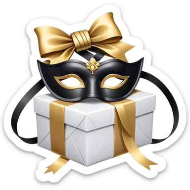 Gift wrapped with black rope and venetian mask sticker