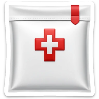 Discreet medical packet for intimate health clinic with small red cross and heart symbol, sealed packet sticker