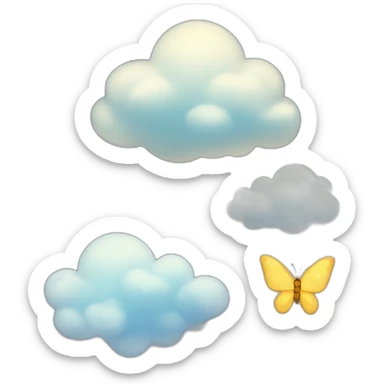 Butterflies clouds and stars and moon sticker