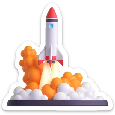 rocket ship blasting off sticker