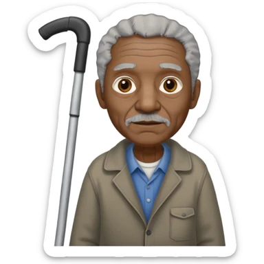 old black man with crutches sticker