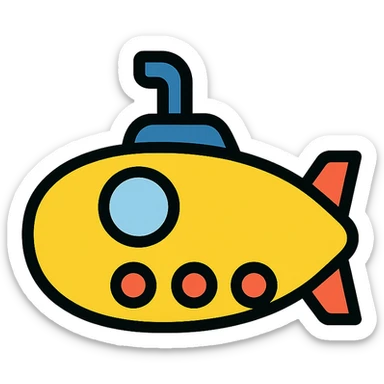submarine, modern icon style, clean lines, minimal color, simple and recognizable sticker