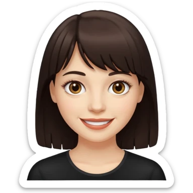 White smiling women with a dark brown fringe sticker