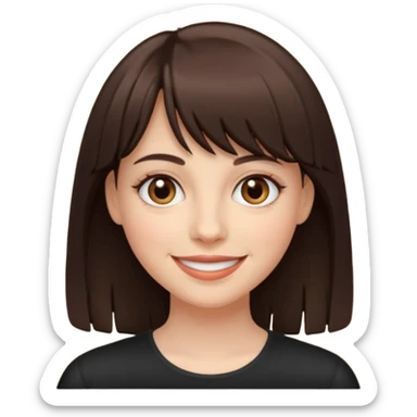 White smiling women with a dark brown fringe sticker