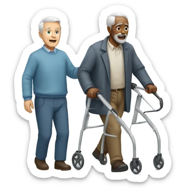 Old white man with a walker sticker