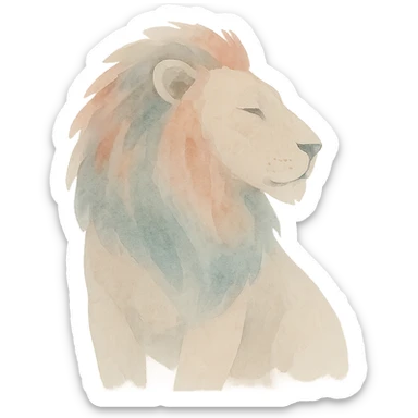 lion watercolor art style sticker