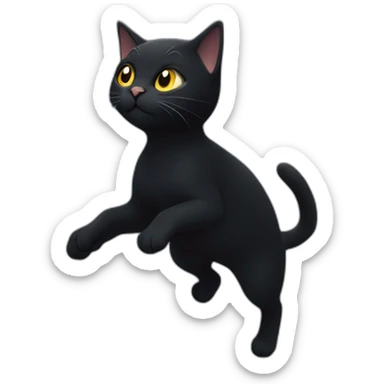Black cat running through the starry sky sticker