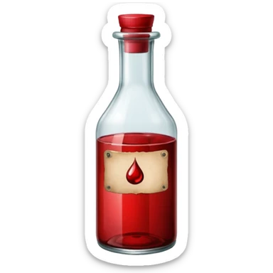 red ink bottle with label sticker