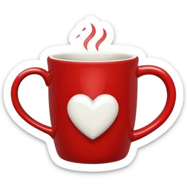red mug with white heart sticker