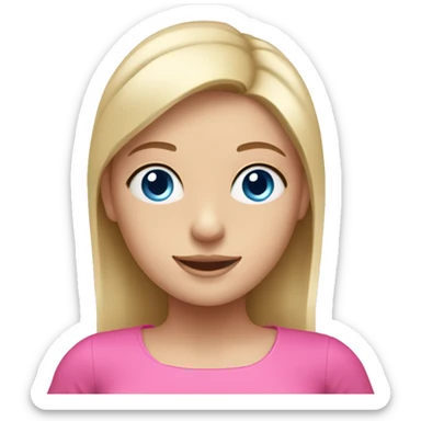 Blonde girl with blue eyes with a pink Pilates mat sticker
