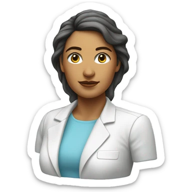 
the bust of a woman from Amazonas, Brazil, with a light blue t-shirt and a white casual blazer sticker