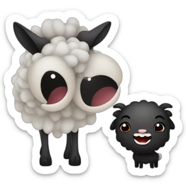 vampire teeth, and in them a cute black lamb sticker