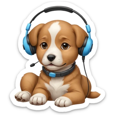 Puppy day dreaming at computer about his girlfriend  sticker