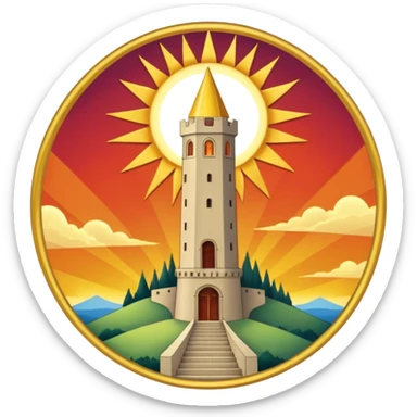 The tower tarot card lighting on one side and sun one side sticker