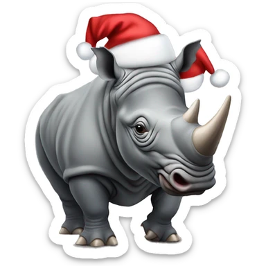 Rhino with Christmas hat  sticker