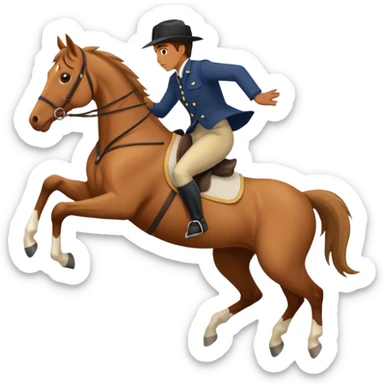 a horse with a person mid-fall sticker