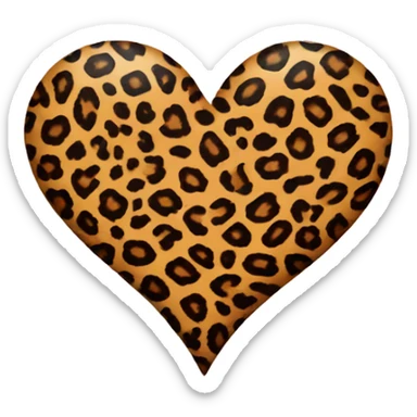leopard print heart sticker