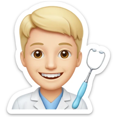 dentist  with tooth sticker