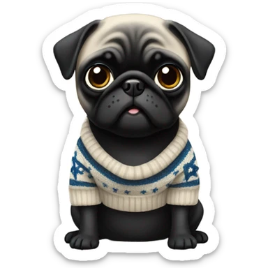Black pug a Jewish star sweater sticker