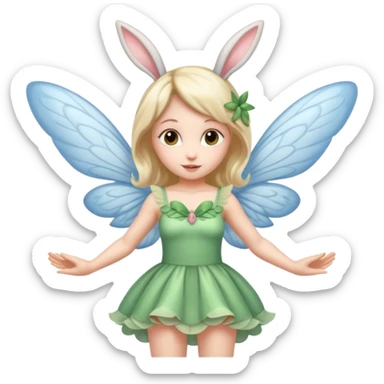 a flying fairy with wings and with bunny ears sticker