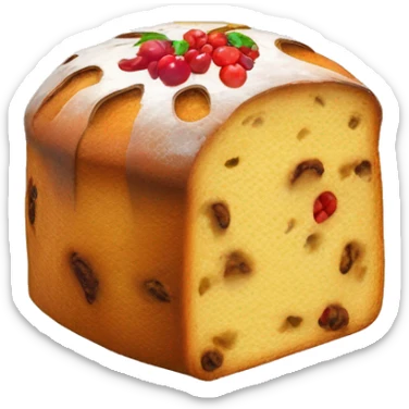 un panettone, tradicionalmente decorado con frutas confitadas y pasas. sticker