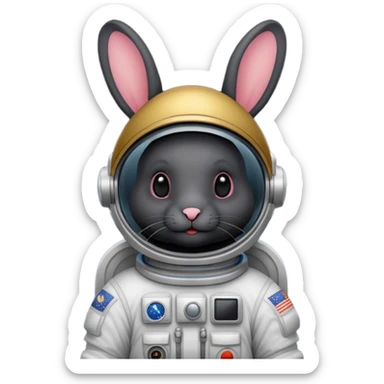 black rabbit with astronaut costume sticker