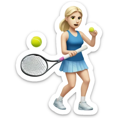 Pale skin woman hitting tennis ball  sticker