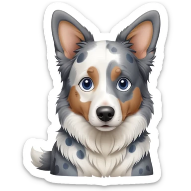A merle border collie dog sitting, with blue and gray spotted coat, alert ears, and friendly expression sticker